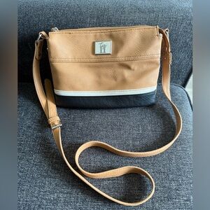Tignanello Tan and Black Crossbody with White Accent